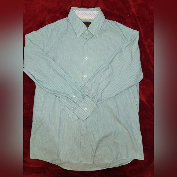 Tattersall Blue Casual Button Down Shirt with Pointed Collar - Picture 1 of 5